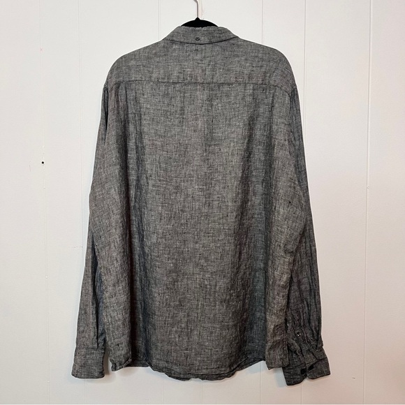 Claiborne 100% Linen Gray Long Sleeve Button Down Slim Fit Men's XXL Breathable - Picture 2 of 8